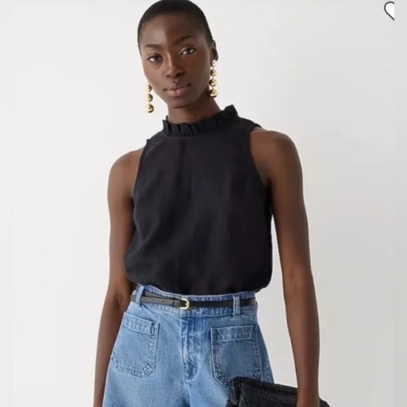 J. Crew Tops - NWT J.Crew Women’s Fleur Top in Linen Black Sleeveless - Size Small